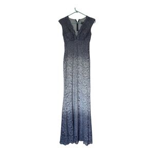Betsy & Adam Lace Maxi Dress Size 2 Purple Formal Prom Wedding Gown